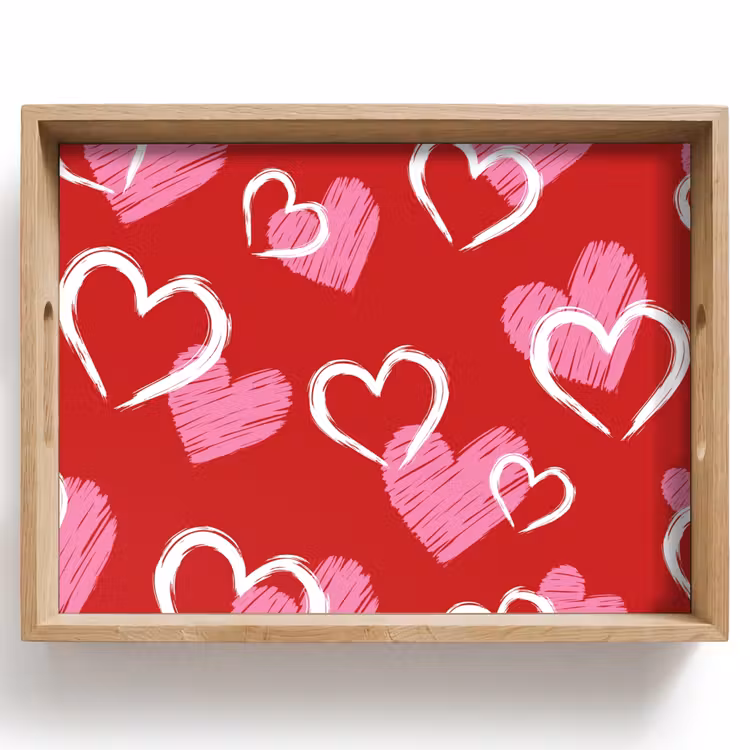 Plateau - Motif - Coeurs - Rose - Valentin — 1