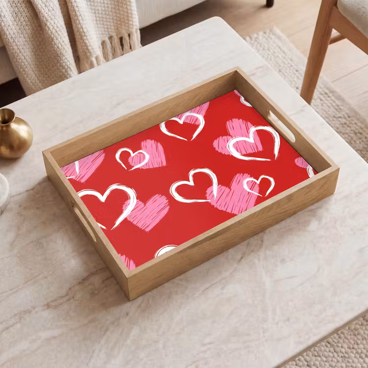 Plateau - Motif - Coeurs - Rose - Valentin — 2