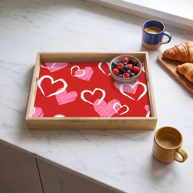Plateau - Motif - Coeurs - Rose - Valentin — 3