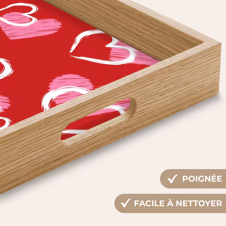 Plateau - Motif - Coeurs - Rose - Valentin — 8