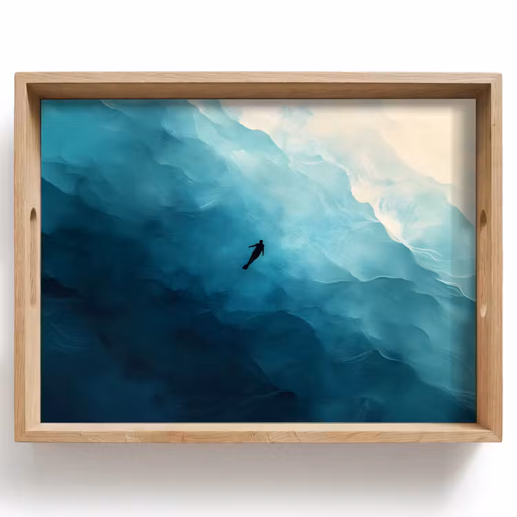Plateau - Mer - Silhouette - Abstrait - Bleu — 1