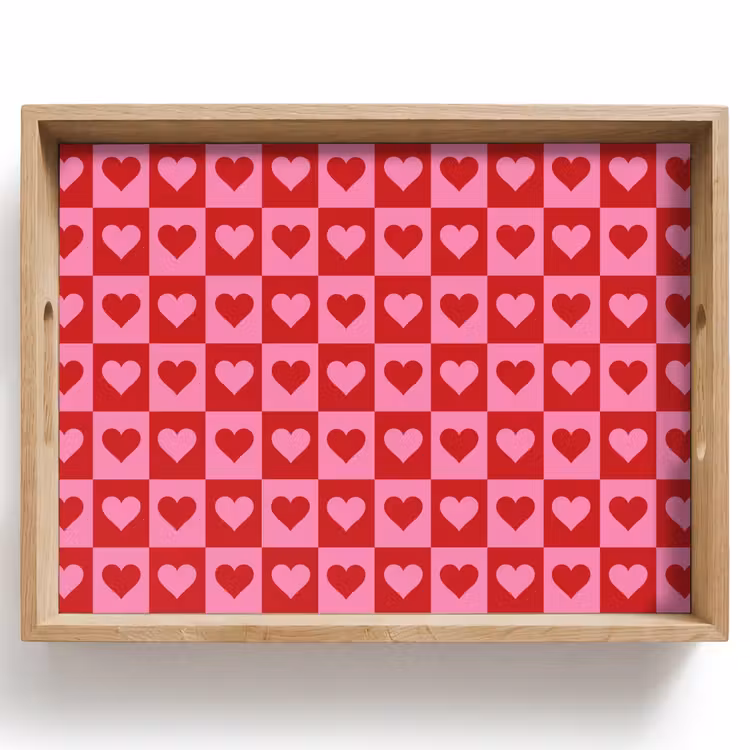 Plateau - Rouge - Rose - Échiquier - Valentin — 1