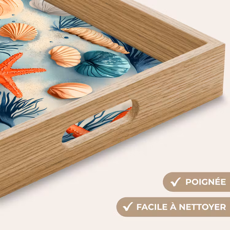 Plateau - Étoile de mer - Coquillages - Illustration - Sable — 8
