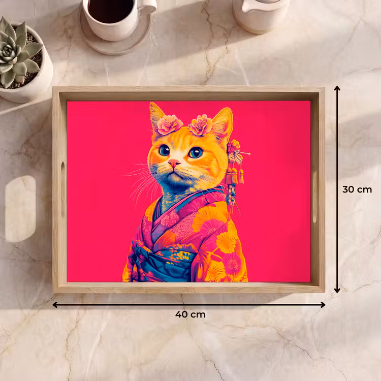 Plateau - Chat - Kimono - Fleurs - Rose — 7
