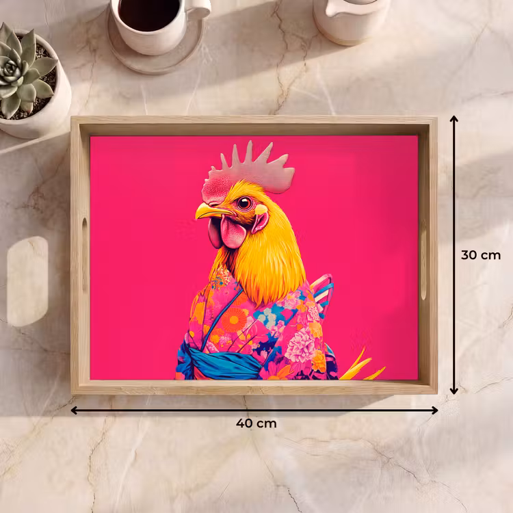 Plateau - Coq - Coloré - Kimono - Rose — 7