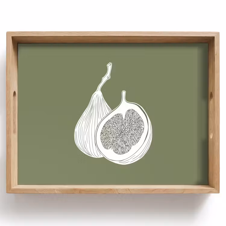 Plateau - Figues - Minimaliste - Dessiné - Vert mousse — 1