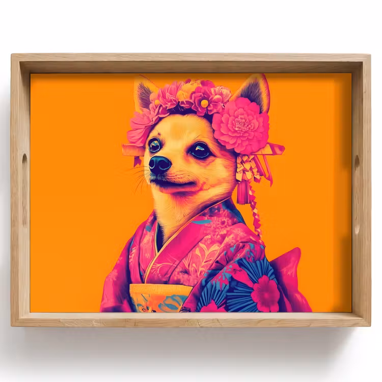Plateau - Kimono - Toutou - Couronne de fleurs - Orange — 1