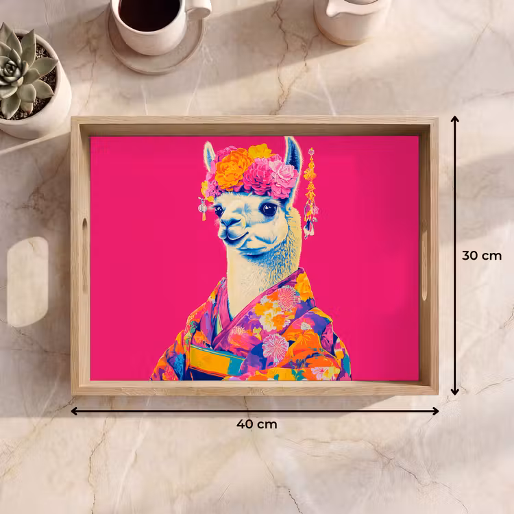 Plateau - Lama - Kimono - Couronne de fleurs - Rose vif — 7