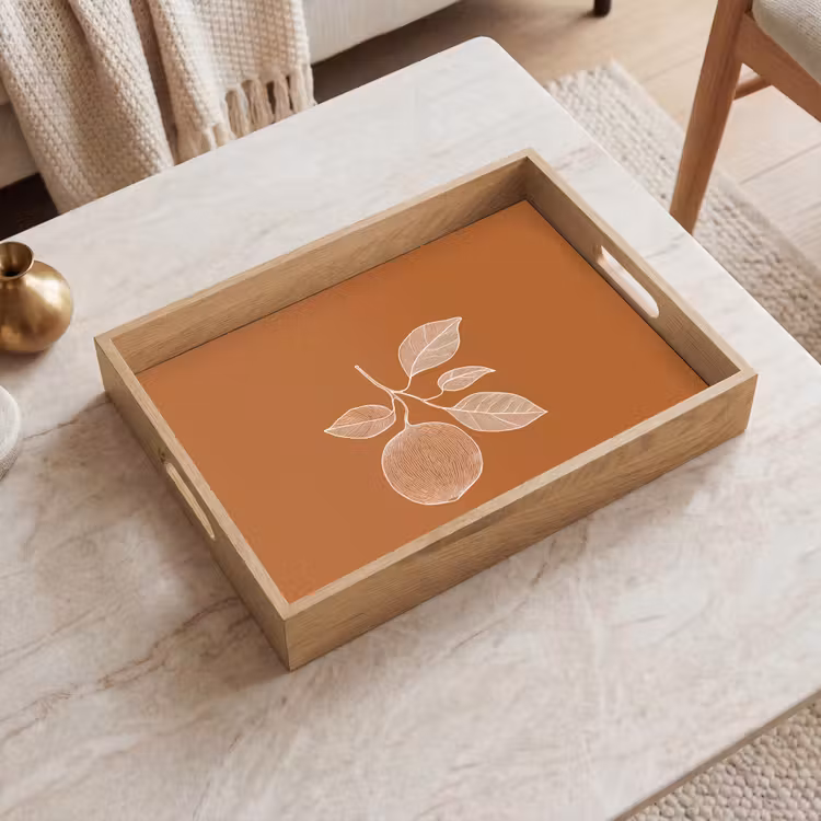 Plateau - Orange - Dessiné - Feuilles - Marron — 2