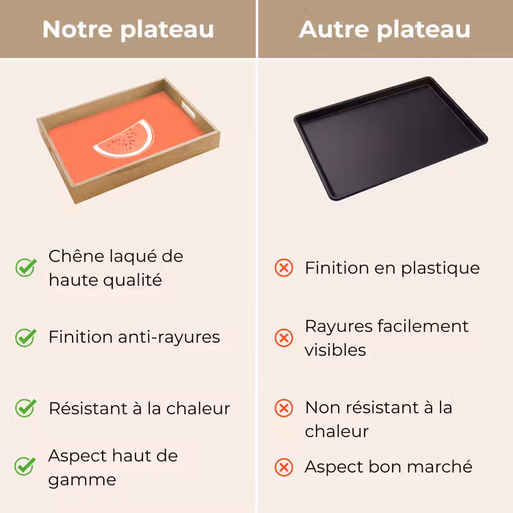 Plateau - Pastèque - Lignes - Rouge corail — 9