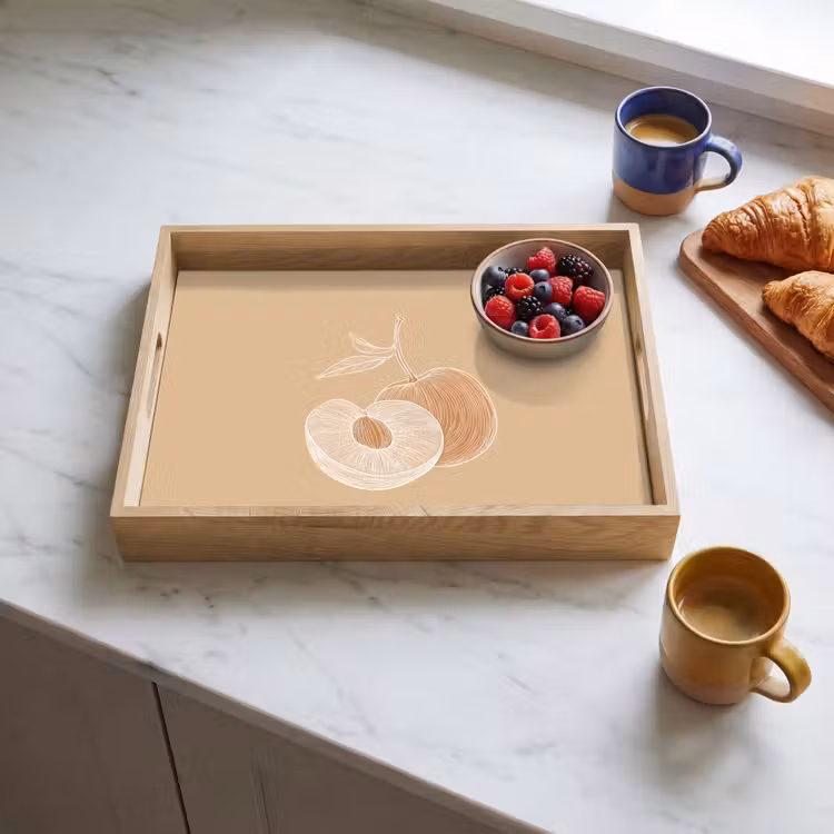 Plateau - Pêche - Dessin au trait - Fosse - Beige — 3