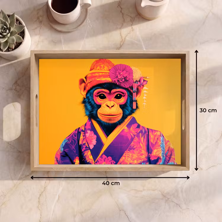 Plateau - Singe - Kimono - Fleurs - Coiffure — 7