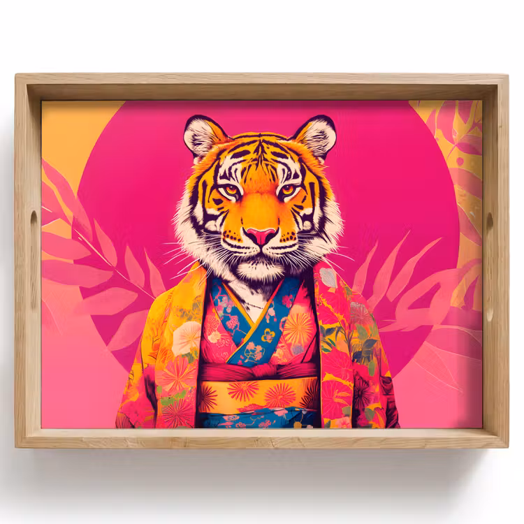 Plateau - Tigre - Kimono - Plantes - Rose — 1