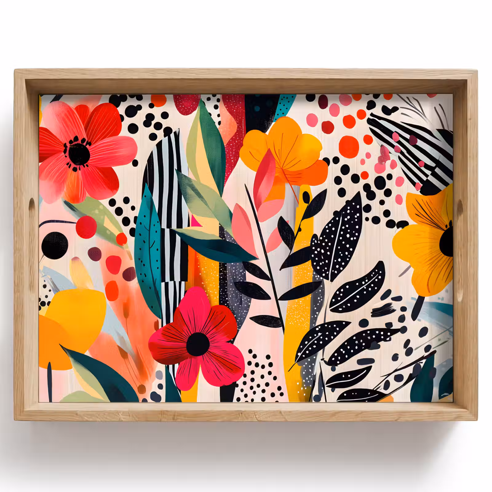 Plateau - Fleurs - Feuilles - Abstrait - Coloré — 1