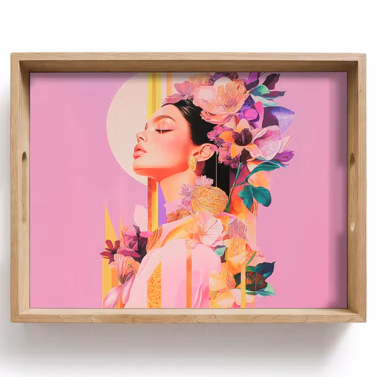 Plateau - Femme - Fleurs - Violet - Abstrait — 1
