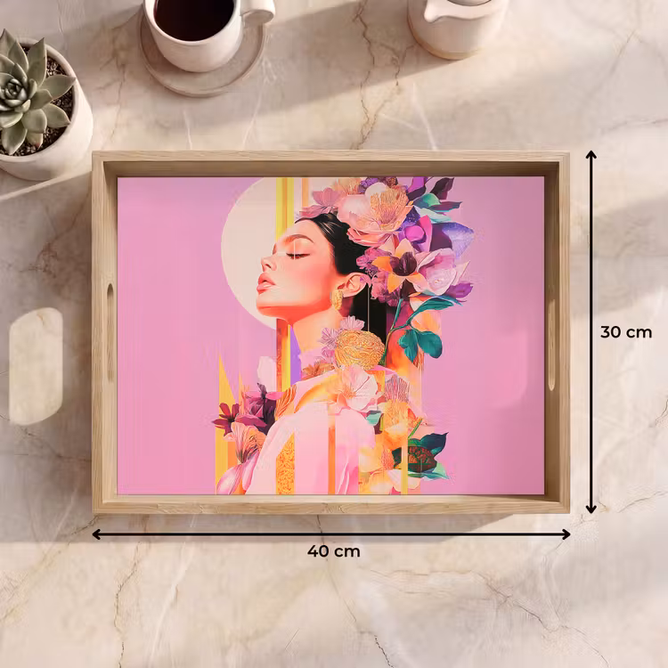 Plateau - Femme - Fleurs - Violet - Abstrait — 7