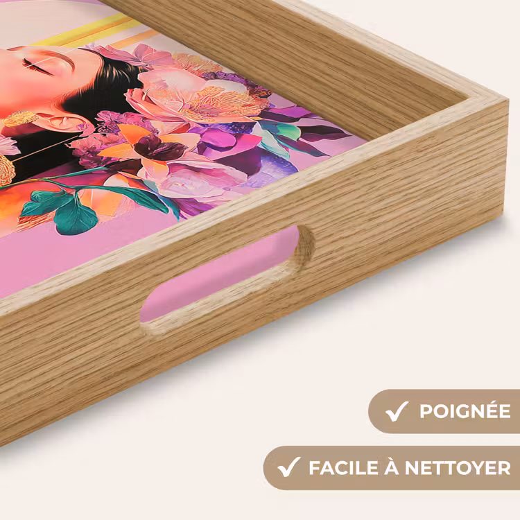 Plateau - Femme - Fleurs - Violet - Abstrait — 8
