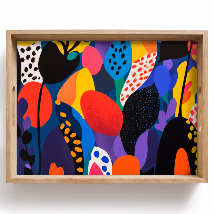 Plateau - Fleurs - Feuilles - Abstrait - Rouge — 1