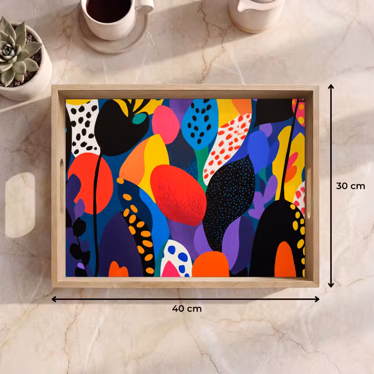 Plateau - Fleurs - Feuilles - Abstrait - Rouge — 7
