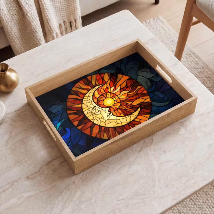 Plateau - Mosaïque - Verre - Lune - Bleu foncé — 2
