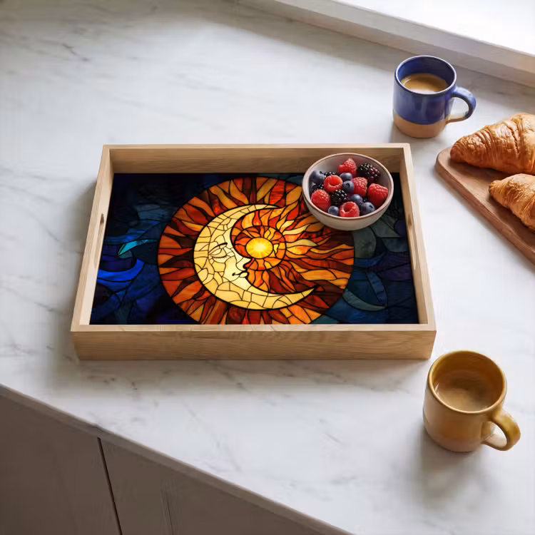 Plateau - Mosaïque - Verre - Lune - Bleu foncé — 3