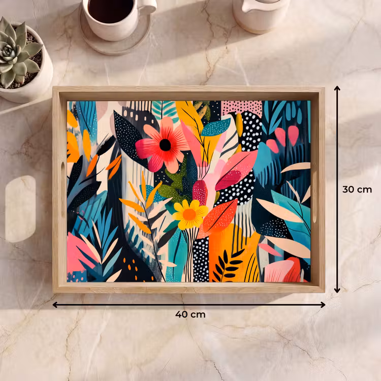 Plateau - Peinture - Abstrait - Fleurs - Rose — 7