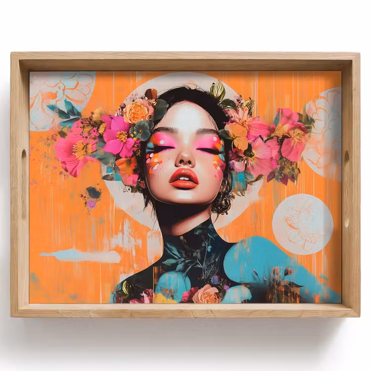 Plateau - Portrait - Femme - Abstrait - Fleurs — 1