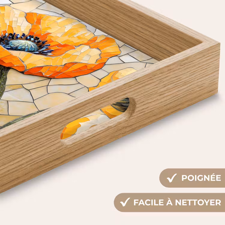 Plateau - Coquelicots - Orange - Mosaïque - Feuilles — 8