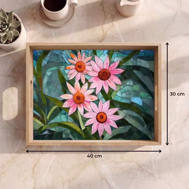 Plateau - Fleurs - Rose - Mosaïque de verre — 7