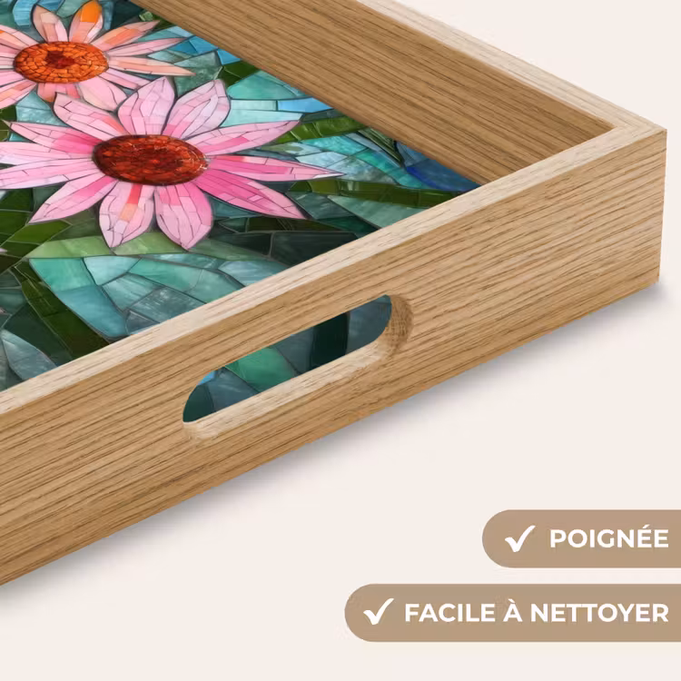 Plateau - Fleurs - Rose - Mosaïque de verre — 8