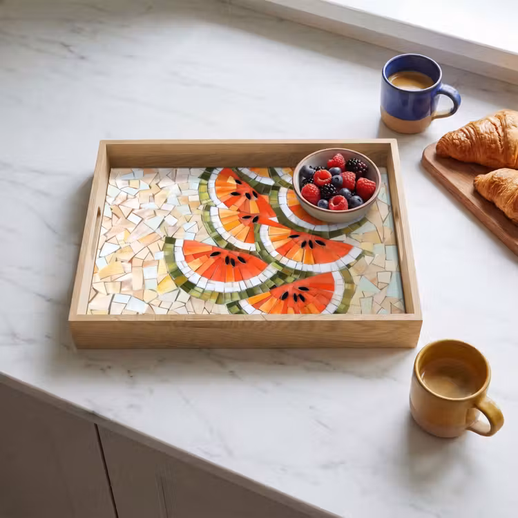 Plateau - Mosaïque - Pastèque - Rouge - Cerneaux — 3