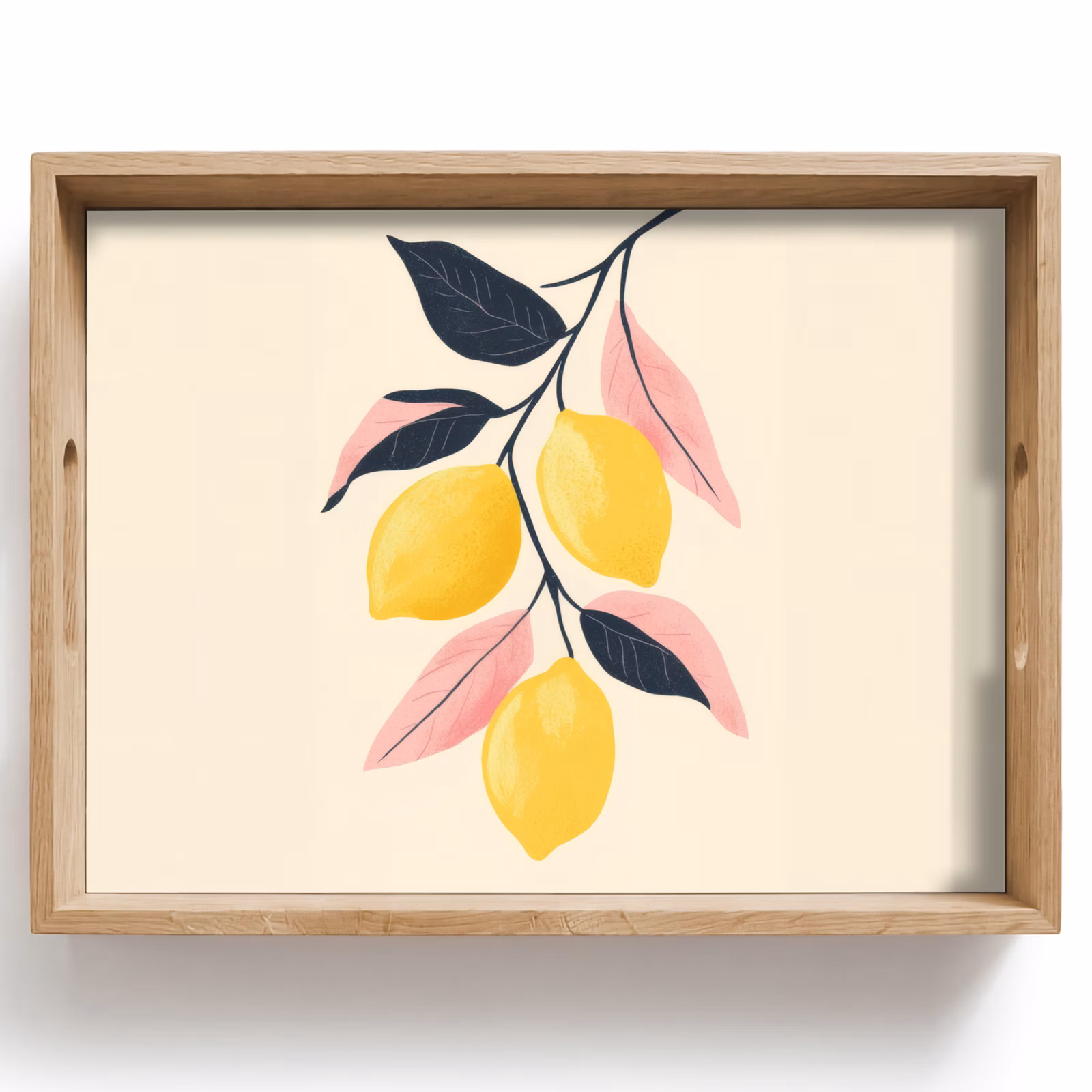 Plateau - Citrons - Jaune vif - Branche - Feuilles — 1