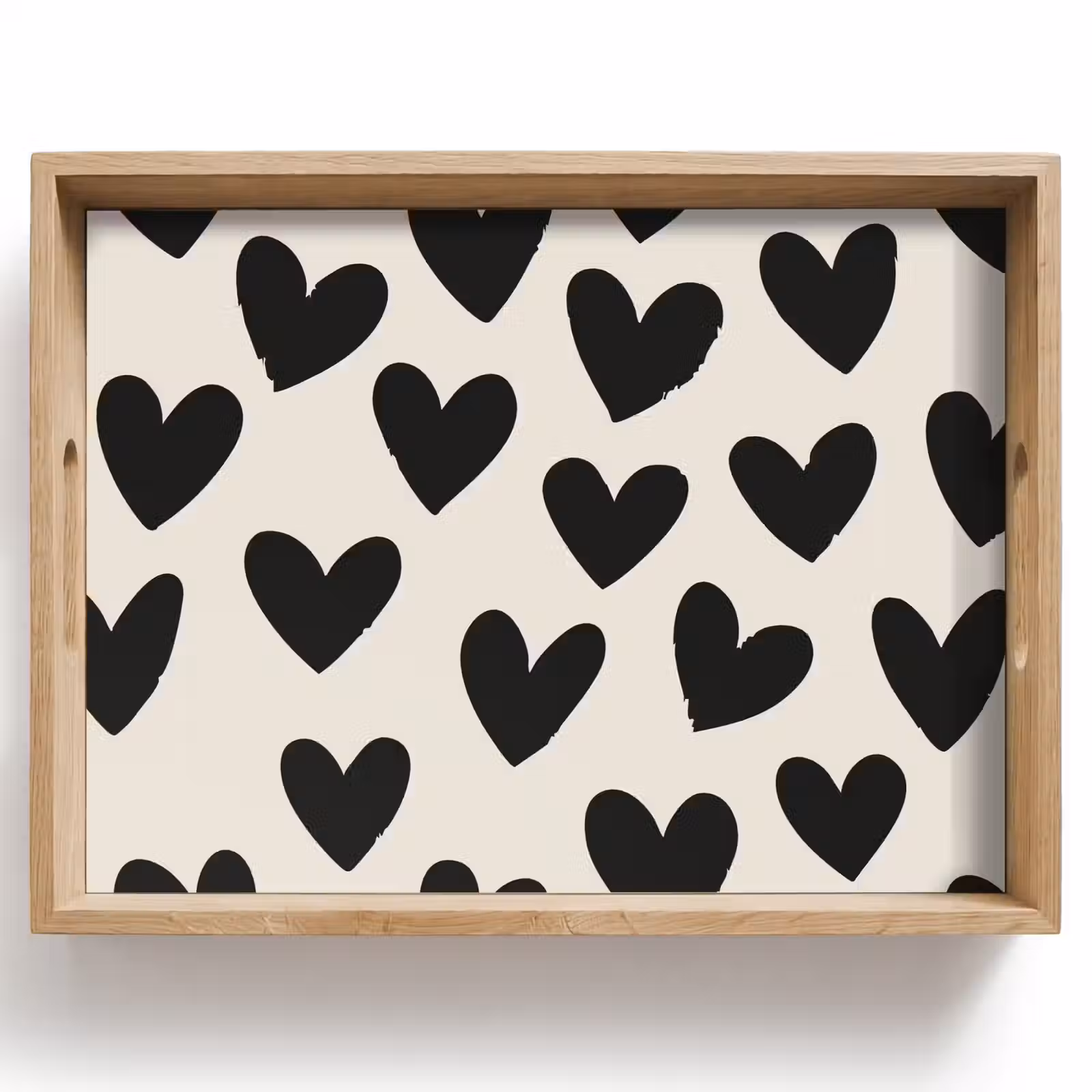 Plateau - Coeurs - Noir - Beige — 1