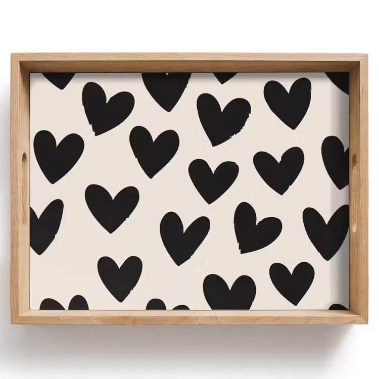 Plateau - Coeurs - Noir - Beige — 1