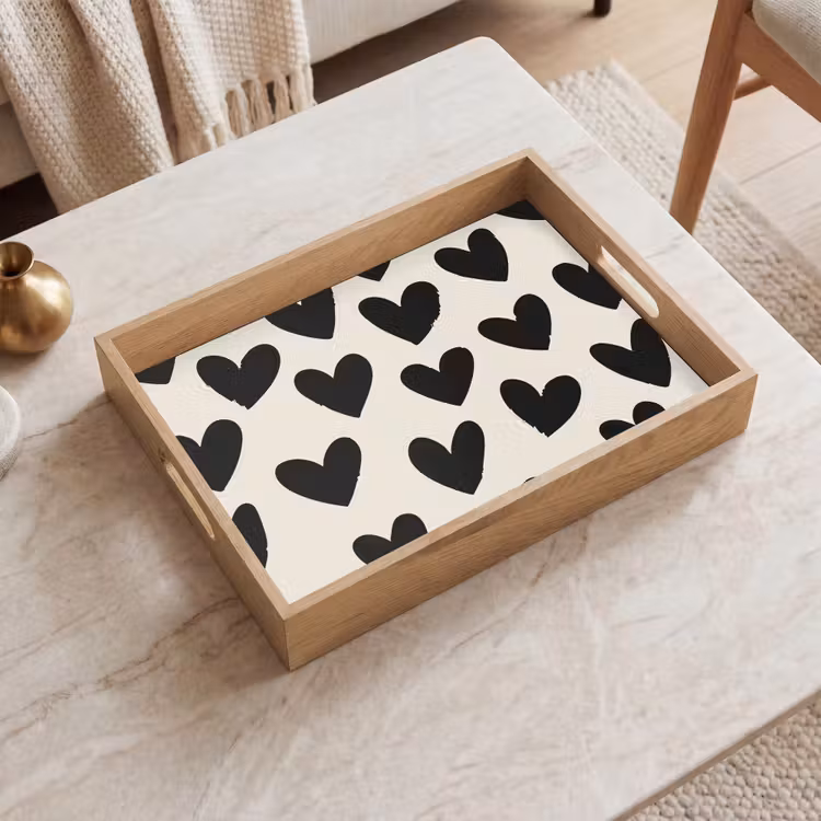 Plateau - Coeurs - Noir - Beige — 2