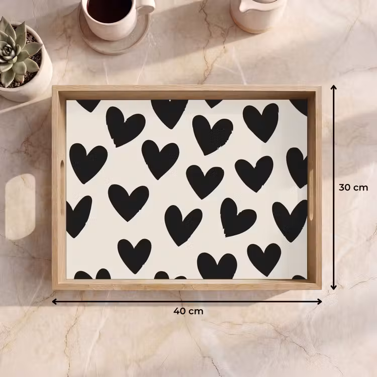 Plateau - Coeurs - Noir - Beige — 7