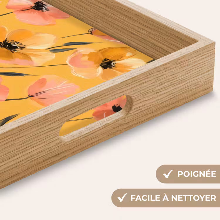 Plateau - Fleurs - peintes - jaunes — 8