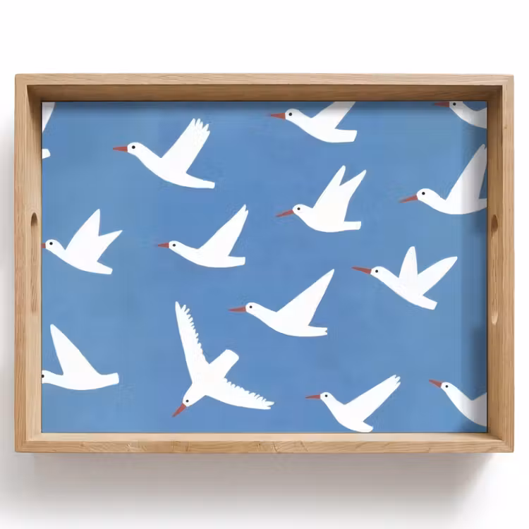 Plateau - Oiseaux - Blanc - Motif — 1
