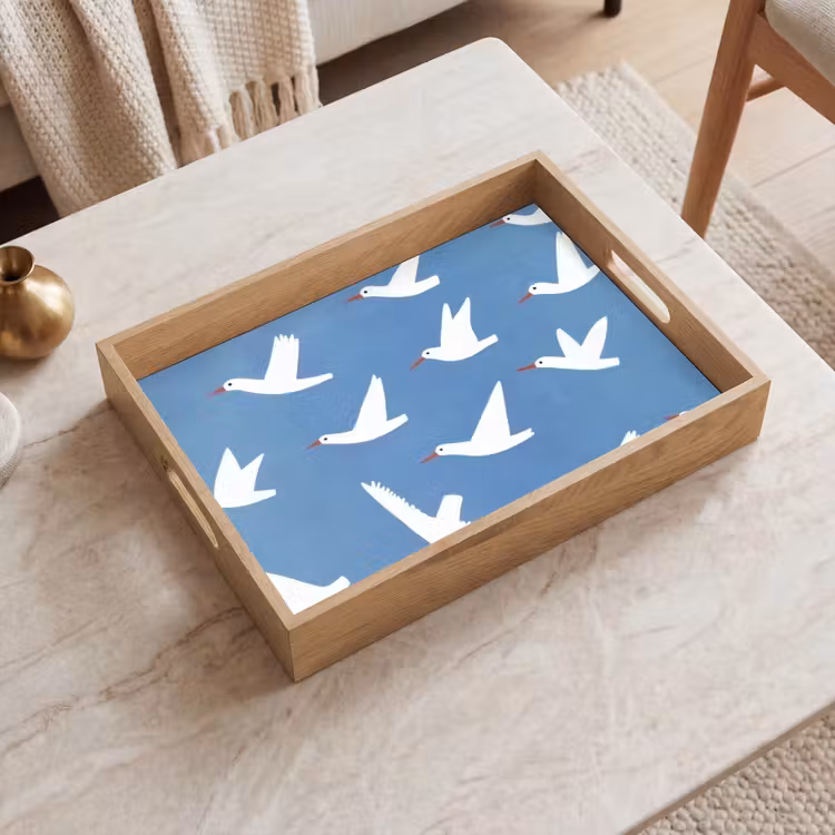 Plateau - Oiseaux - Blanc - Motif — 2