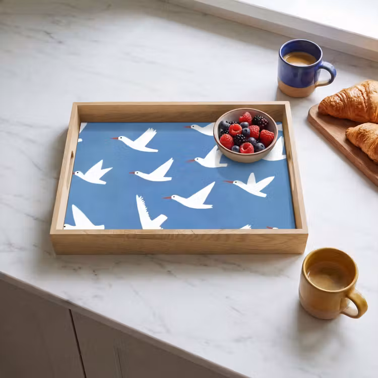 Plateau - Oiseaux - Blanc - Motif — 3