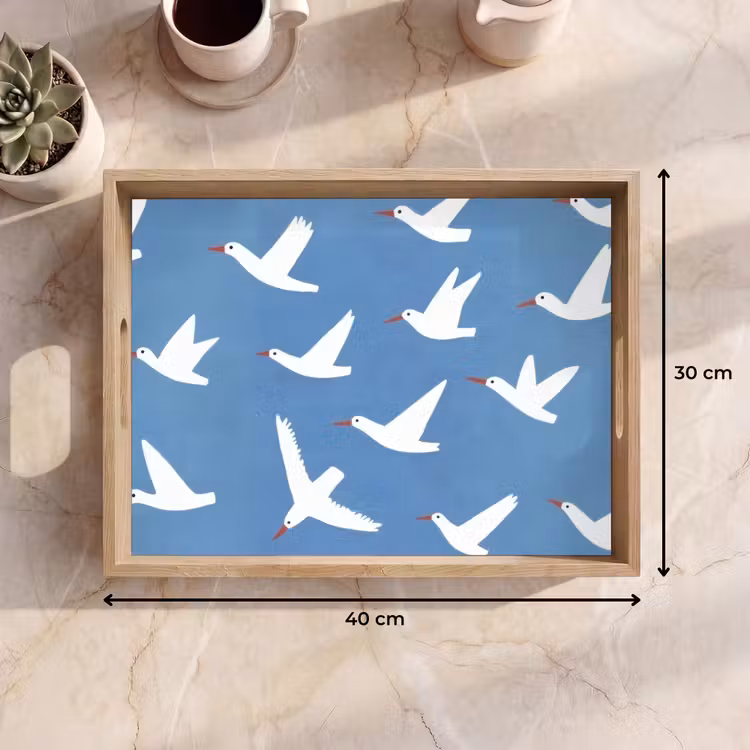 Plateau - Oiseaux - Blanc - Motif — 7