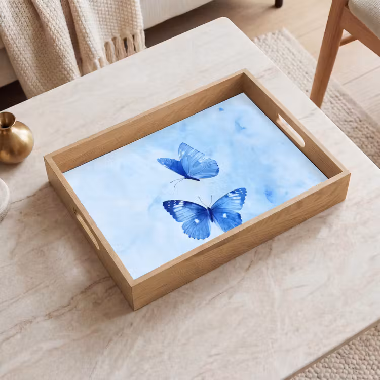 Plateau - Papillons - Ornementaux - Bleu — 2