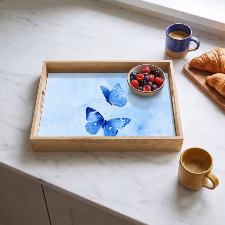 Plateau - Papillons - Ornementaux - Bleu — 3