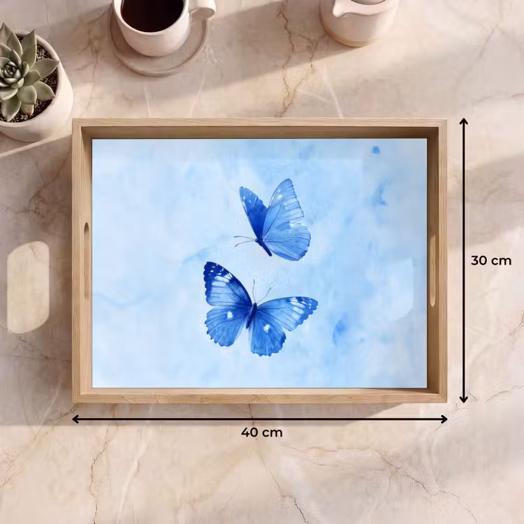 Plateau - Papillons - Ornementaux - Bleu — 7