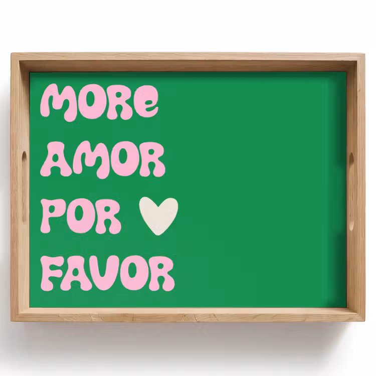 Plateau - Amor - Valentine - Vert - Texte — 1