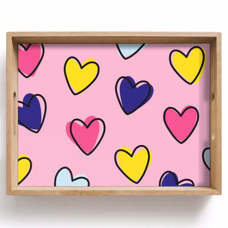 Plateau - Coeurs - Valentin - Motif - Coloré — 1