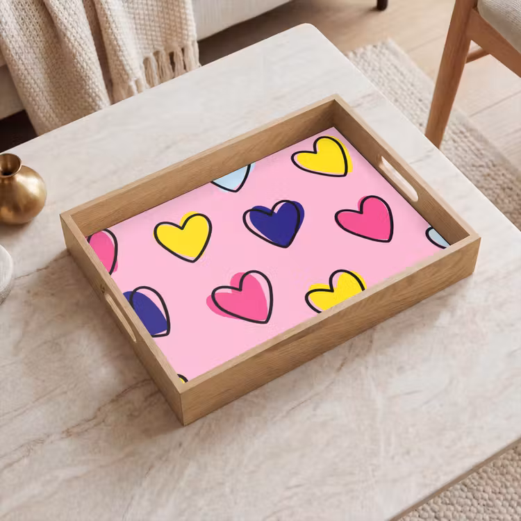 Plateau - Coeurs - Valentin - Motif - Coloré — 2