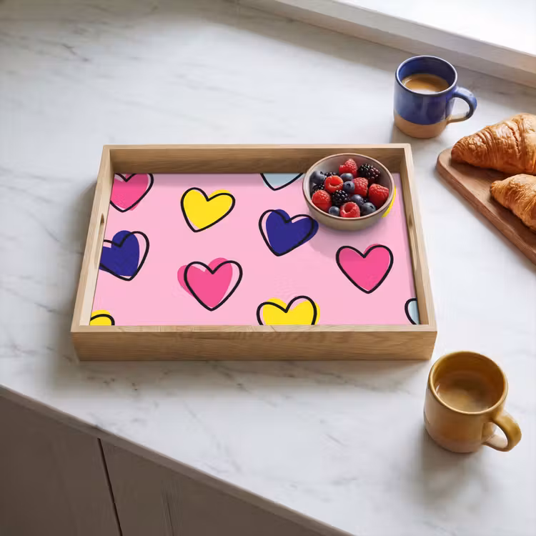 Plateau - Coeurs - Valentin - Motif - Coloré — 3