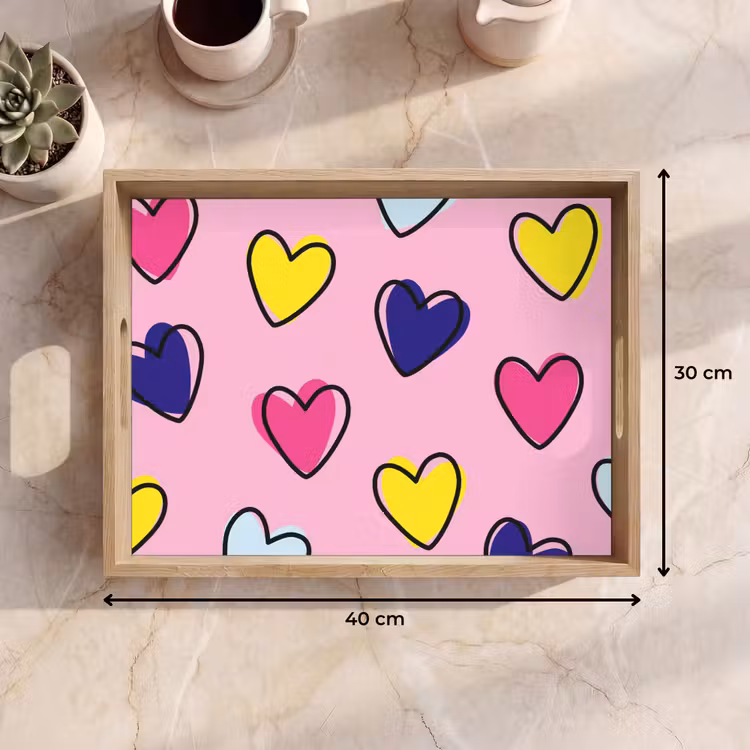 Plateau - Coeurs - Valentin - Motif - Coloré — 7
