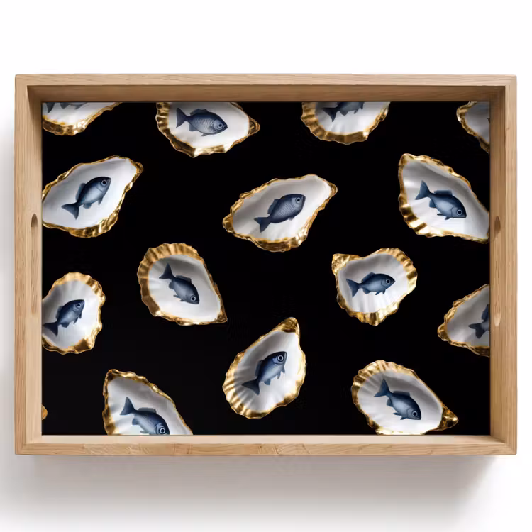 Plateau - Huîtres - Poissons - Bleu - Or — 1
